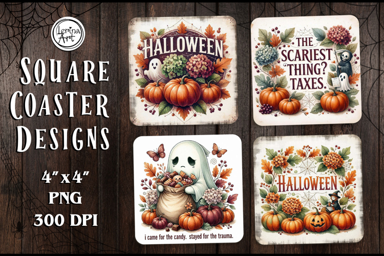 Halloween Coaster Design, 4 PNG