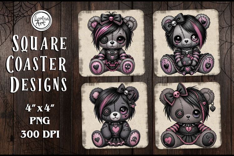 Cute Gothic. Halloween. Coaster Design, 4 PNG