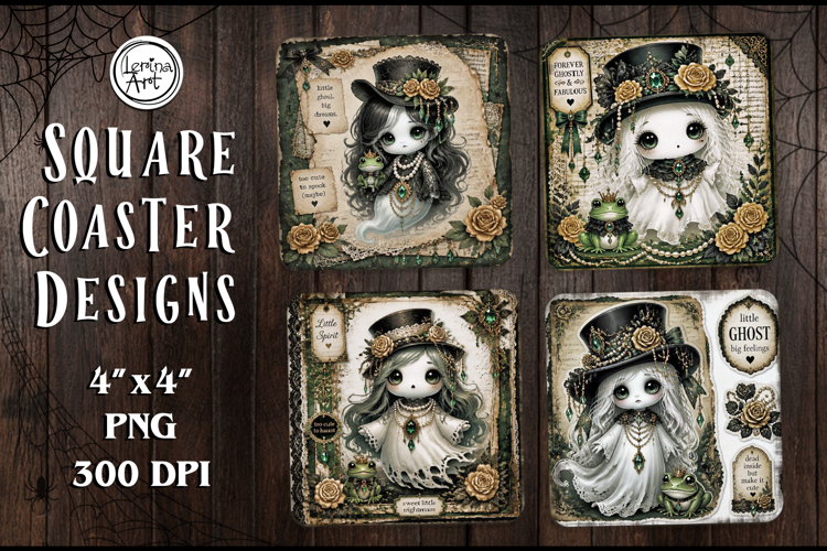 Cute Gothic. Halloween. Coaster Design, 4 PNG