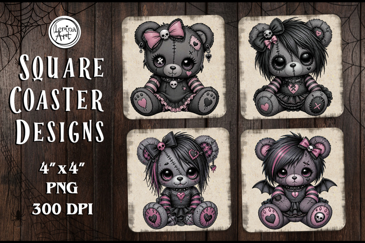 Cute Gothic. Halloween. Coaster Design, 4 PNG