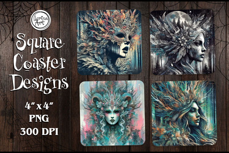 Witch Halloween Coaster Design, 4 PNG