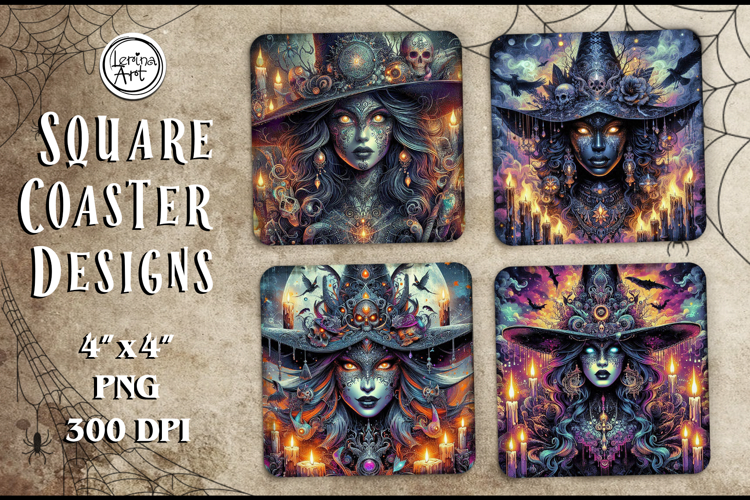 Halloween Coaster / Witch / Printable Coaster / PNG