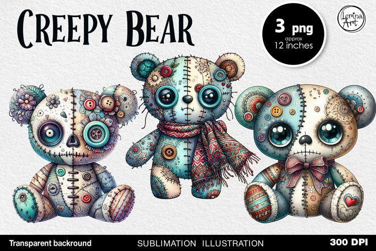 Halloween / Creepy Bear / Sublimation PNG
