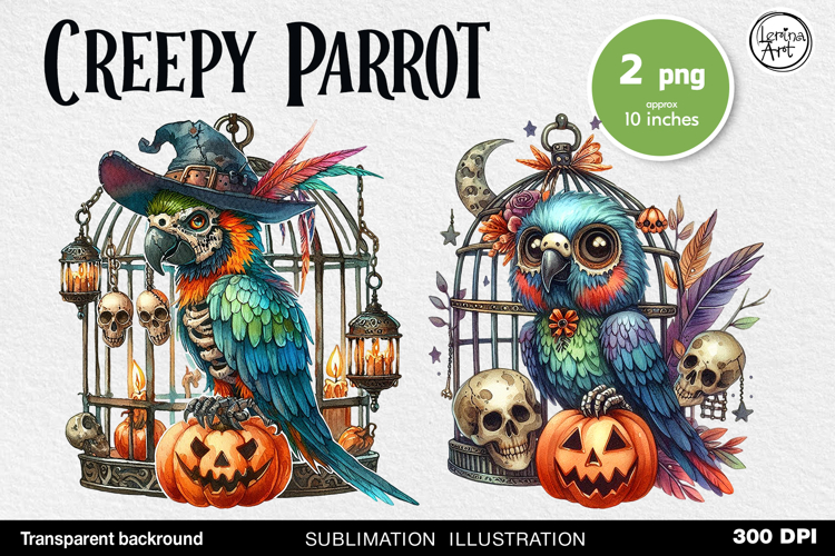 Creepy Parrot. Sublimation design PNG