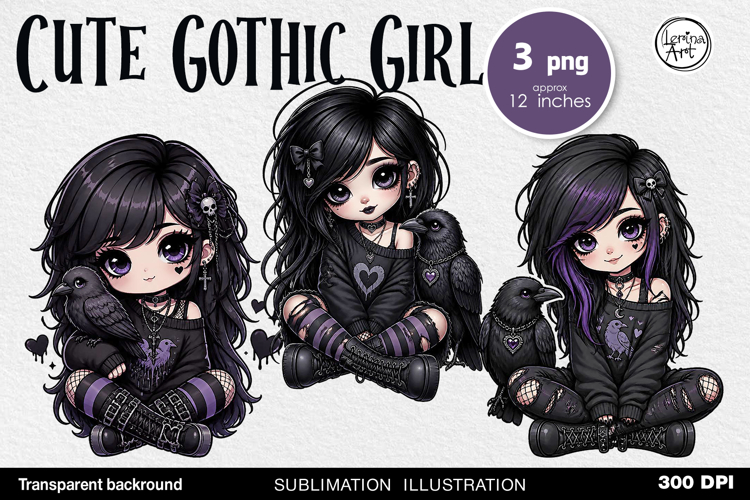 halloween / Gothic Girl / Sublimation design PNG