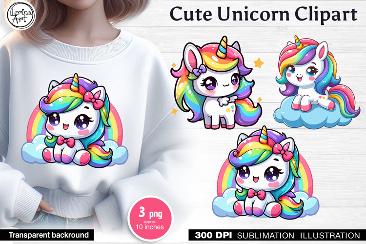 Cute Unicorn. Sublimation, print design PNG