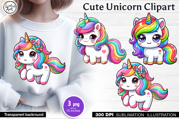 Cute Unicorn. Sublimation, print design PNG