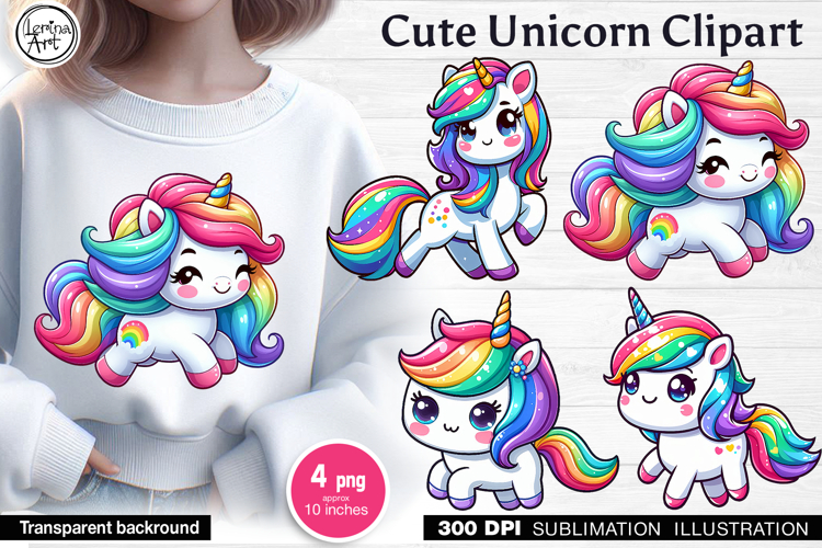 Cute Unicorn. Sublimation, print design PNG