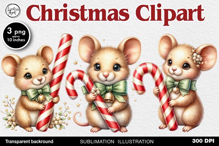 Cozy Christmas. Cute Mouse. PNG sublimation