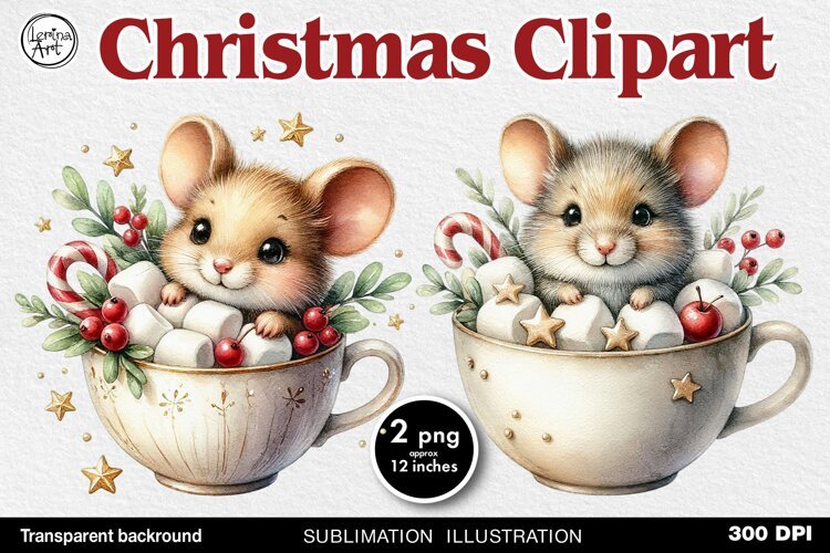 Cozy Christmas. Cute Mouse. PNG sublimation