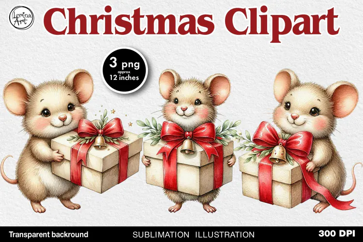 Cozy Christmas. Cute Mouse. PNG sublimation