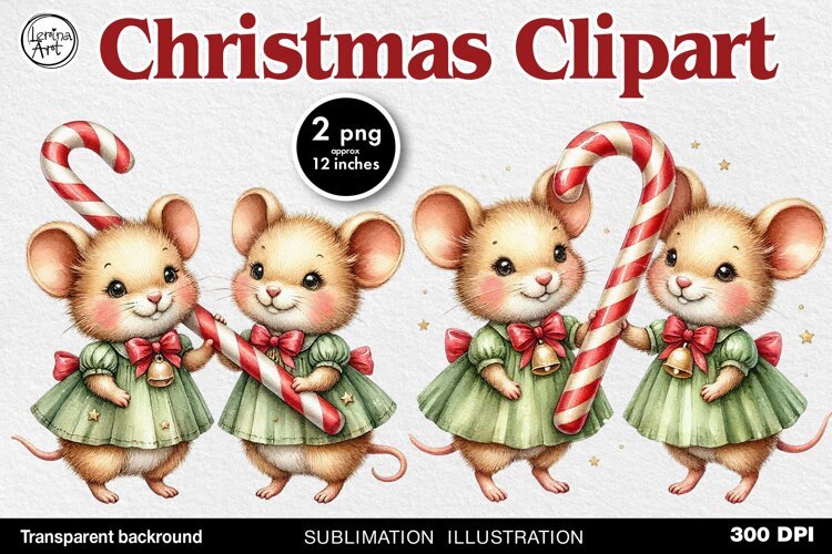 Cozy Christmas. Cute Mouse. PNG sublimation
