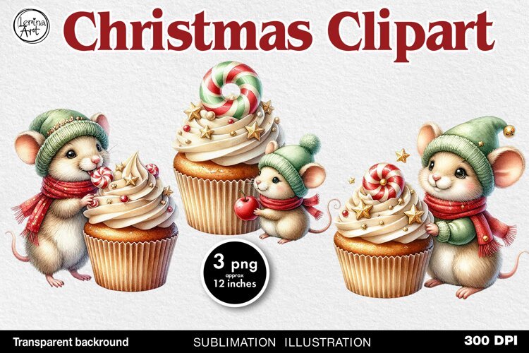 Cozy Christmas. Cute Mouse. PNG sublimation