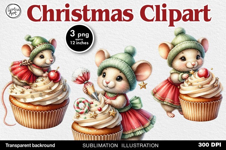 Cozy Christmas. Cute Mouse. PNG sublimation