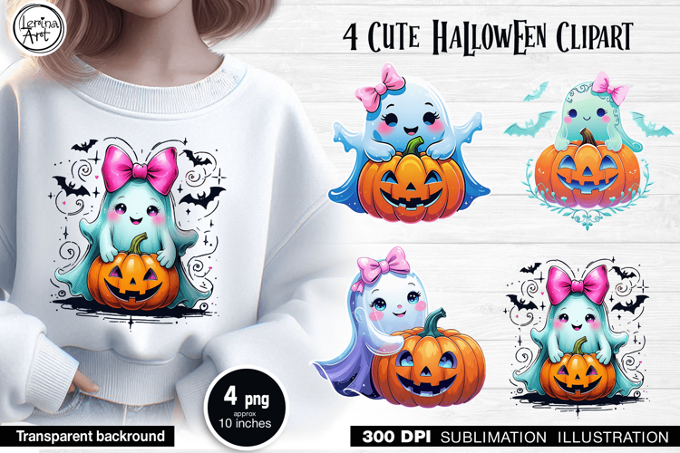 Cute Halloween Ghost. Sublimation design PNG