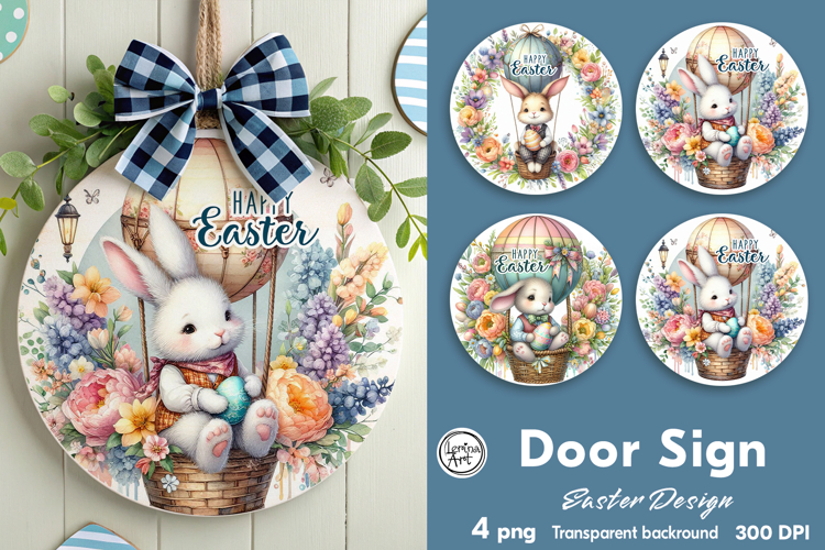 Spring Easter Round Door Sign