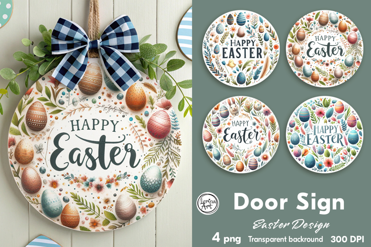 Spring Easter Round Door Sign