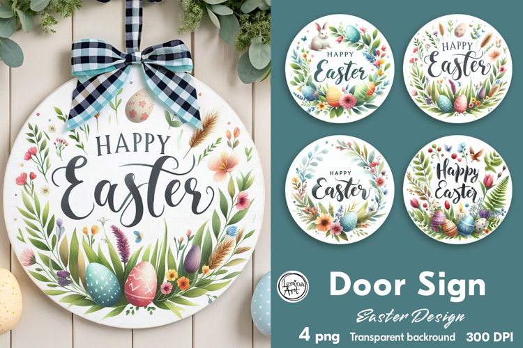 Spring Easter Round Door Sign