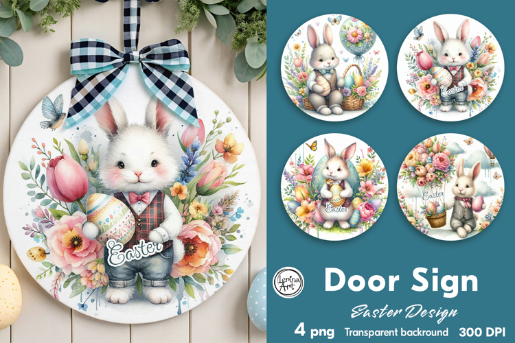 Spring Easter Round Door Sign
