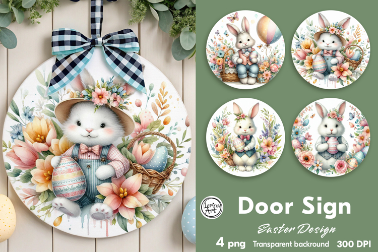 Spring Easter Round Door Sign