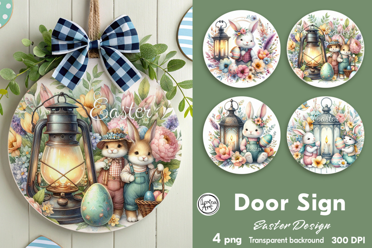 Spring Easter Round Door Sign