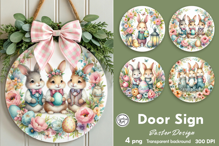 Spring Easter Round Door Sign