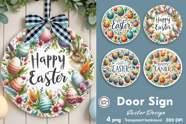 Spring Easter Round Door Sign