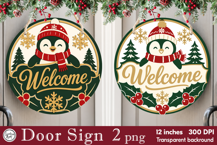 Christmas Door Sign. Welcome Door Sign. PNG