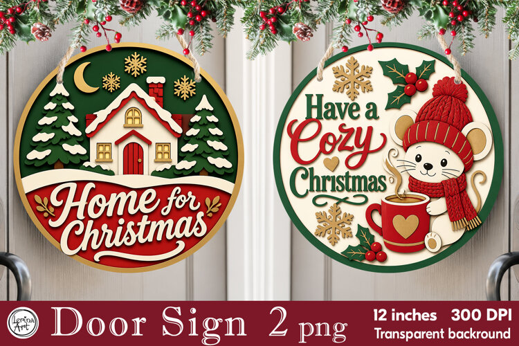 Christmas Door Sign. Welcome Door Sign. PNG