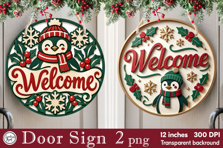 Christmas Door Sign. Welcome Door Sign. PNG