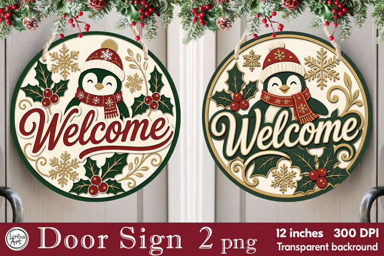 Christmas Door Sign. Welcome Door Sign. PNG