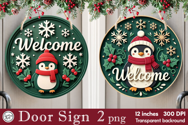 Christmas Door Sign. Welcome Door Sign. PNG