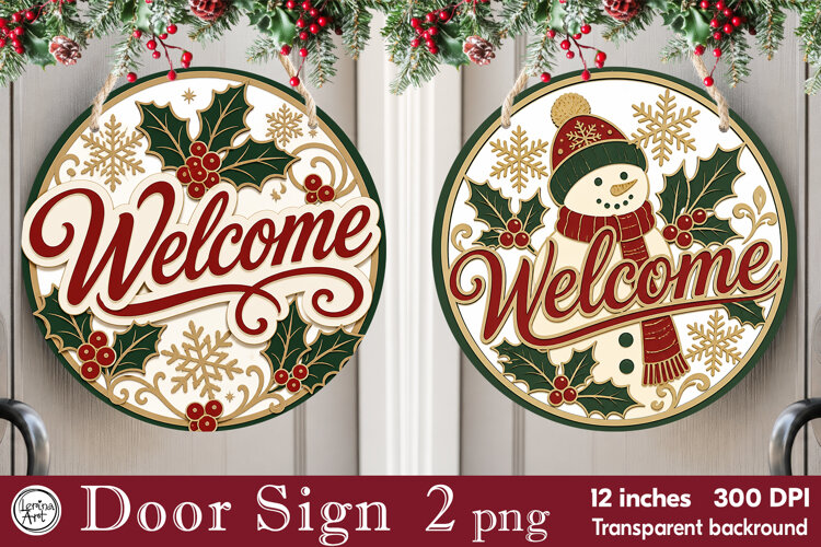 Christmas Door Sign. Welcome Door Sign. PNG