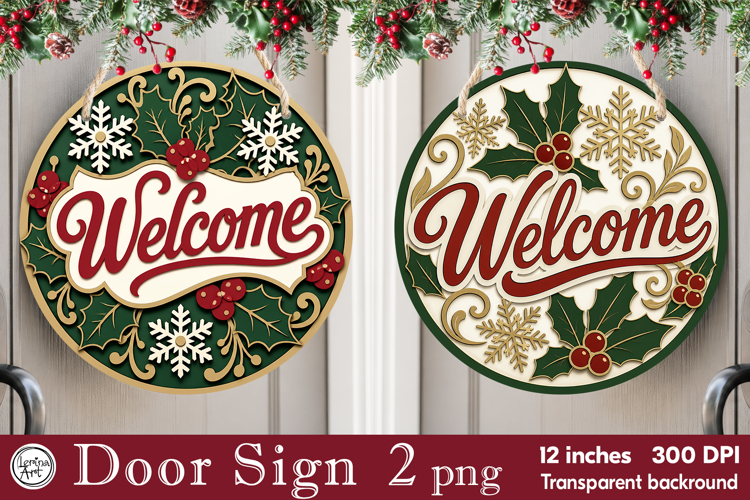 Christmas Door Sign. Welcome Door Sign. PNG