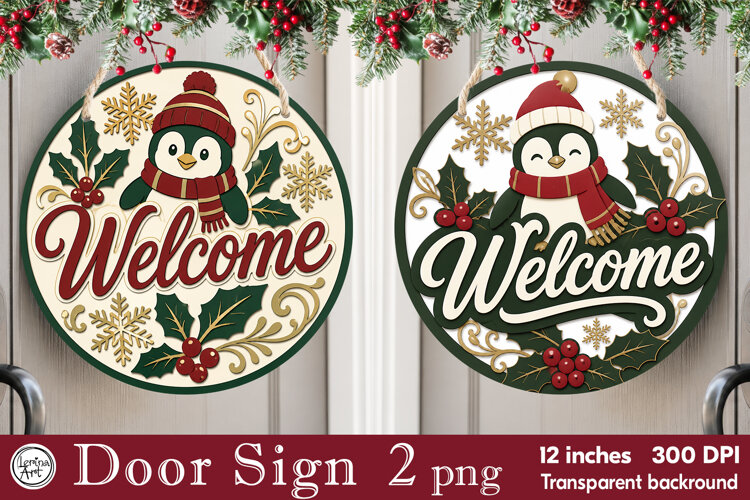 Christmas Door Sign. Welcome Door Sign. PNG