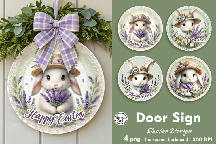 Spring Easter Round Door Sign