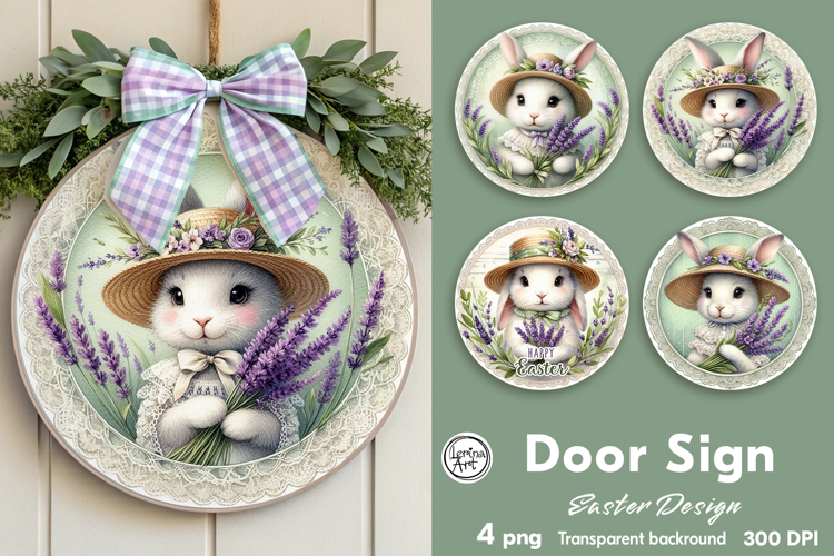 Spring Easter Round Door Sign
