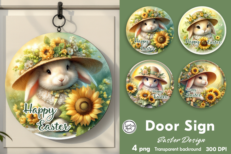 Spring Easter Round Door Sign