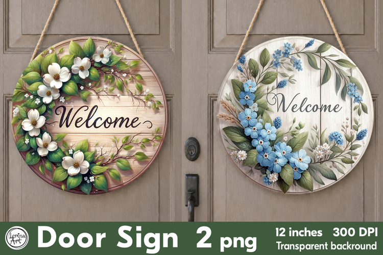 Welcome Round Door Sign. PNG