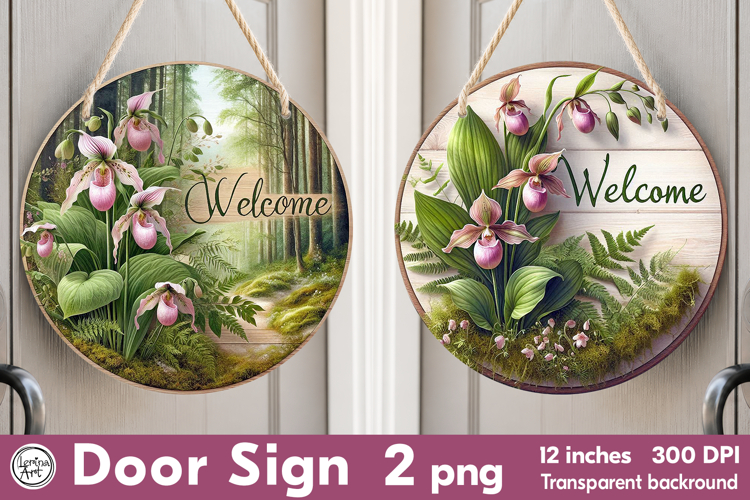 Welcome Round Door Sign. PNG