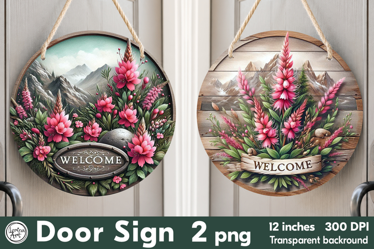 Welcome Round Door Sign. PNG