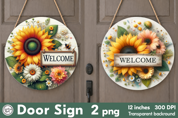 Welcome Round Door Sign. PNG