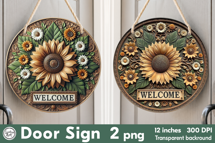 Welcome Round Door Sign. PNG