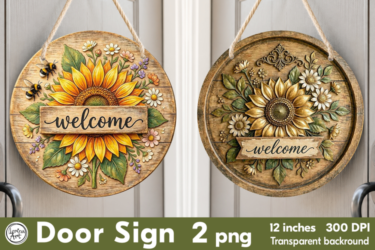 Welcome Round Door Sign. PNG