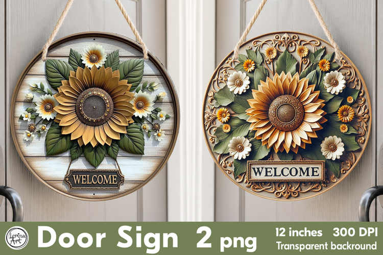 Welcome Round Door Sign. PNG