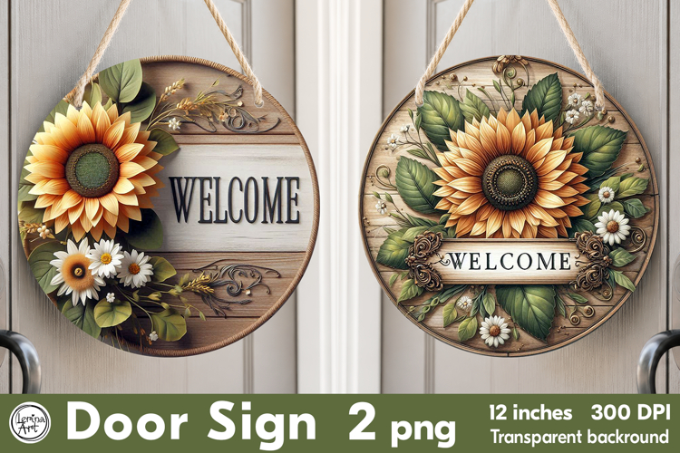 Welcome Round Door Sign. PNG