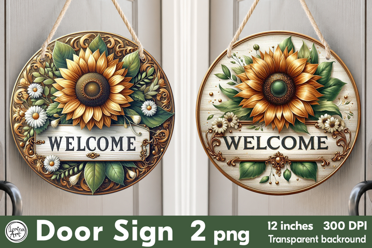Welcome Round Door Sign. PNG