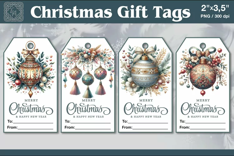 Christmas Gift Tags| Ball | PNG Sublimation
