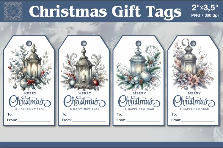 Christmas Gift Tags|Lanterns | PNG Sublimation