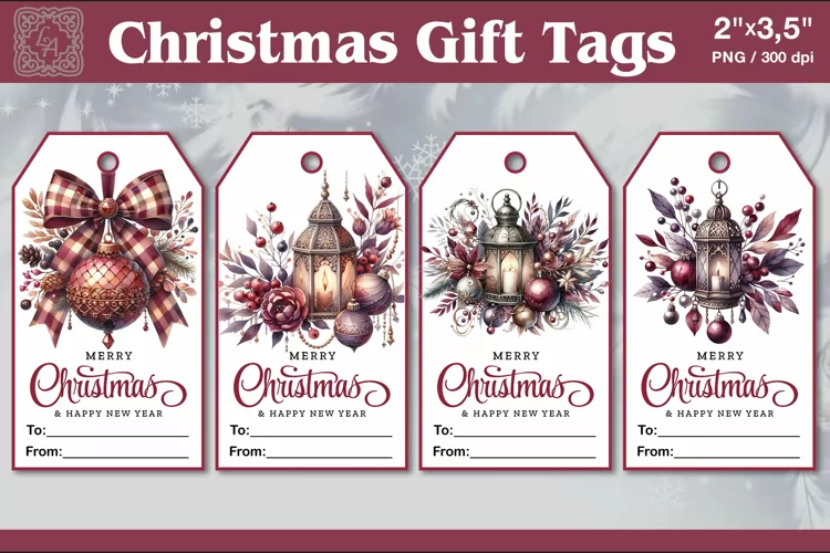 Christmas Gift Tags| Lantern | PNG Sublimation